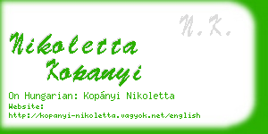 nikoletta kopanyi business card